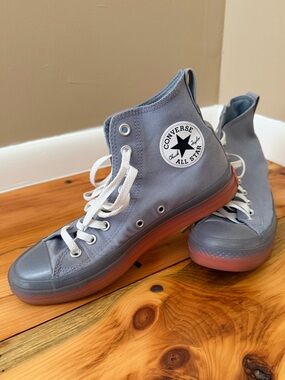 Converse High Top Sneakers - Gray with Pink Gum Sole